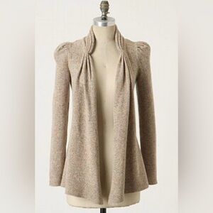 Anthropologie Oatmeal/Beige Open-Front Wool Cardigan Sweater Size S Meguro River